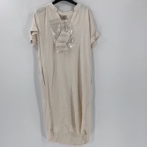 La Fee Maraboutee Women's Ivory Short Sleeve V-Neck Shift Dress Size 36